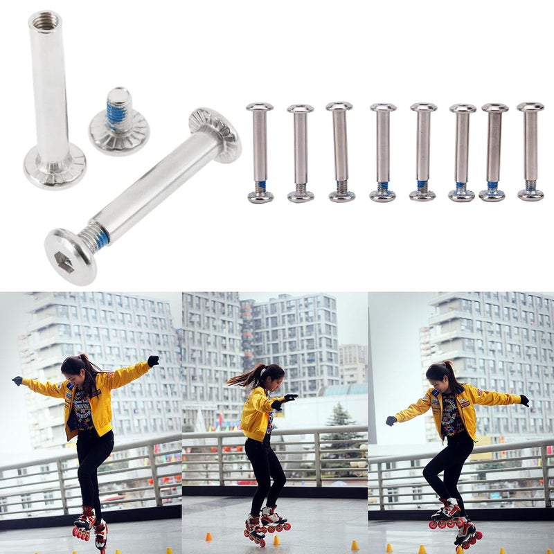 SquEqu 10 Pack Inline Skates Wheel Mounting Screws and Bolts Set Roller Skating Brake Mount Screw Bolt Kit for Roller Blade Wheels Replacement Adjustable Inline Skate Roller Hockey Wheels Repair - Image 5